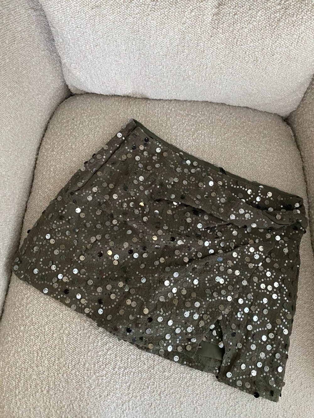 Zara NWT | Green Sparkle Mini Skort - Picture 6 of 12